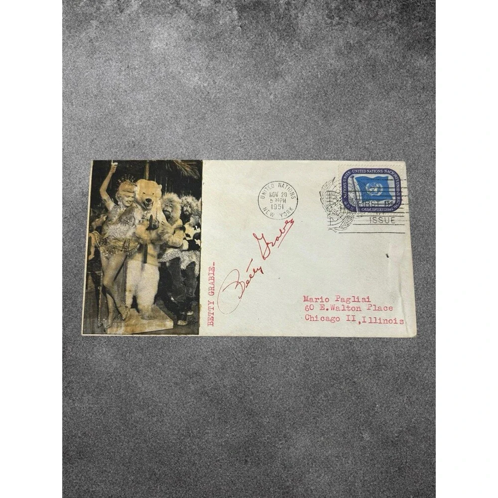 Authentic Hand-Signed Autographed Betty Grable Envelope W/ Red Ink & Envelope